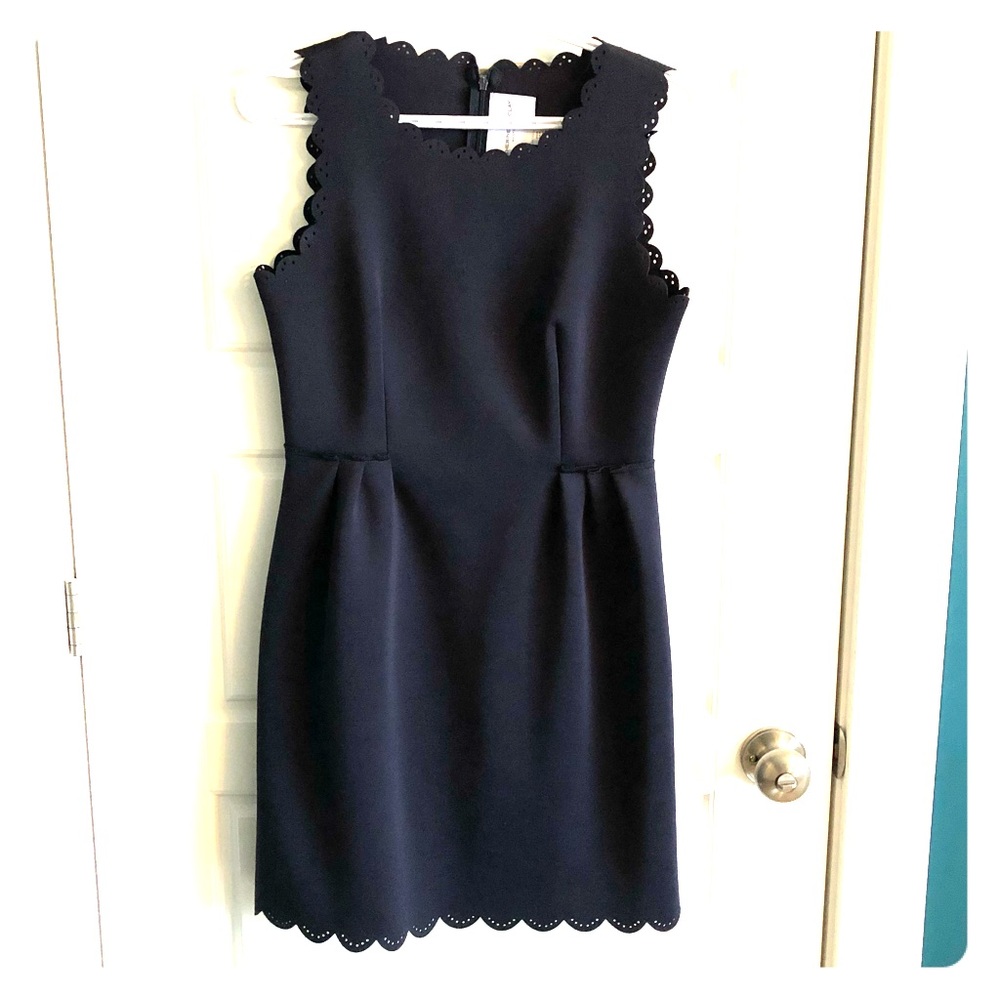 Navy Fit and Flare Scuba Dress
